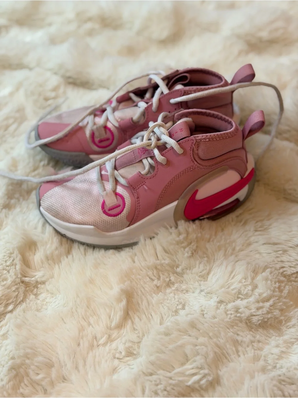 Nike Kids Pink Sneakers with Bright Pink Swoosh